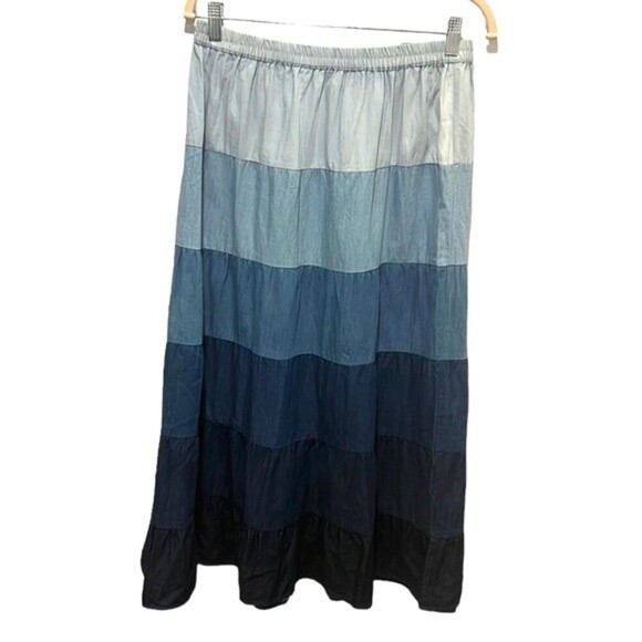 New Direction tiered chambray pull on maxi skirt size Medium - Picture 2 of 6